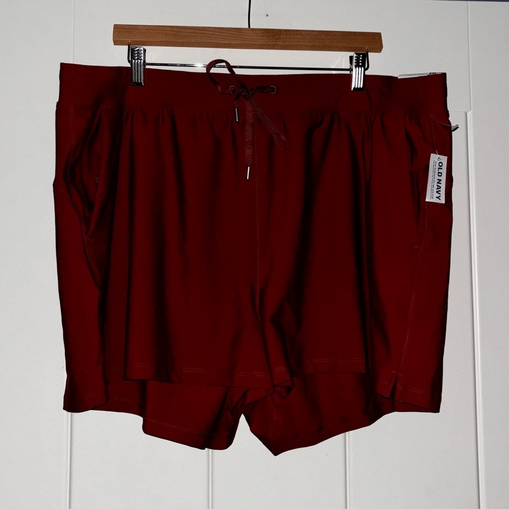 Old Navy Go Dry PowerSoft High Rise Shorts Sweat Wicking Red NEW Women XXL